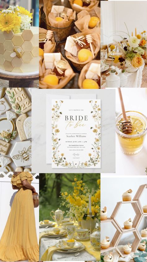 Bridal Shower themes Bridal Shower Theme Bee, Yellow Themed Bridal Shower Ideas, Bumble Engagement Party, Sunshine Bridal Shower Theme, Yellow Bridal Shower Theme, Bee Theme Bridal Shower Ideas, She Found Her Honey Bridal Shower Theme, Bee Themed Bridal Shower Ideas, Yellow Bachelorette Party