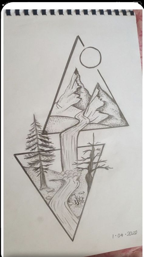 Tattoo Mountains, Mountains Quotes, Mountains Tattoo, Easy Pencil Drawings, Pencil Drawing Images, Tree Drawings Pencil, Forest Drawing, Mountain Drawing, Mushroom Drawing