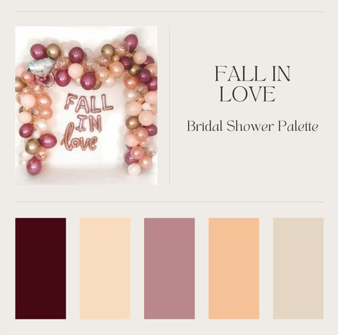 Fall Color Bridal Shower Ideas, Fall Bridal Shower Themes Color Schemes, Bridal Shower Colors Palette, Pink Fall Bridal Shower Ideas, Fall Baby Shower Color Scheme, Bridal Shower Color Schemes, Fall In Love Bridal Shower Ideas, Boho Color Scheme, Bridal Shower Colors