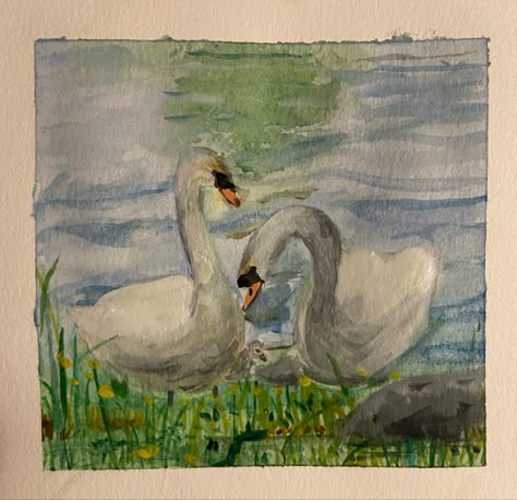 Swan watercolor color water swans 🦢 beautiful water color Swan Oil Pastel, Aethstetic Paintings Ideas On Canvas, Aethstetic Paintings Ideas, Research Page Ideas, Swan Lake Painting, Identity Art Gcse, Swan Watercolor, Pastel Oil Painting, Paint Sketchbook