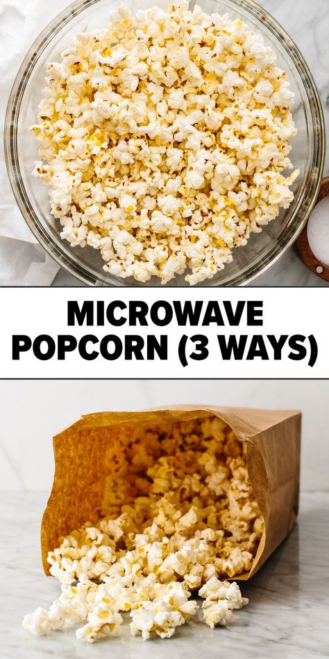 Microwave popcorn Popcorn Recipes Microwave, Microwave Popcorn Recipes, Cooking Popcorn, Homemade Microwave Popcorn, Popcorn Recipes Easy, Easy Microwave Recipes, Easy Popcorn, Healthy Popcorn, Sweet Popcorn