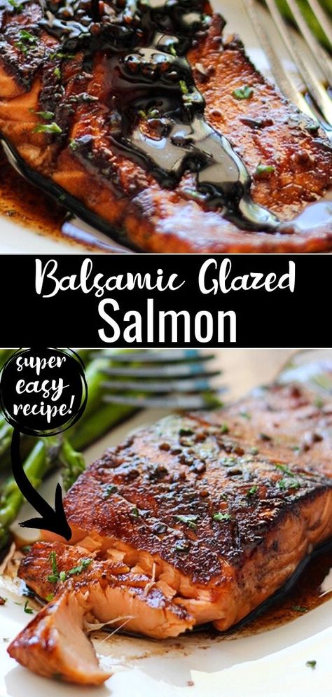 Balsamic Salmon Recipes, Balsamic Glazed Salmon, Balsamic Salmon, Salmon Recipes Baked Healthy, Salmon Glaze Recipes, Fish Dinner Recipes, Easy Salmon Recipes, Seafood Market, Fish Recipes Healthy