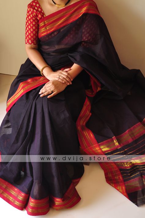 Shop For Elegant in Black | www.dvija.store Black Silk Saree, Ilkal Saree, Unique Sarees, Saree Pattern, Diamond Belt, Cotton Sarees Handloom, Khadi Saree, Backless Blouse Designs, Vintage Saree