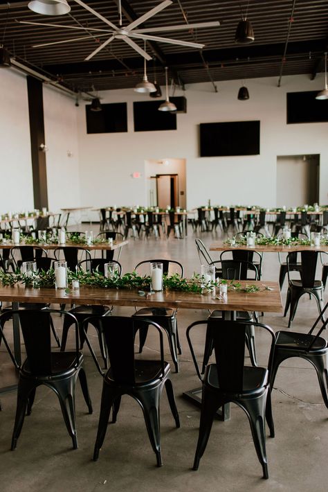 Black Industrial Wedding Decor, Hangar Wedding Decor, Hangar Reception, Industrial Wedding Ceremony Decor, Industrial Ceremony Decor, Industrial Wedding Reception, Industrial Wedding Decor, Fellowship Hall, Event Space Design