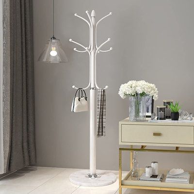 This metal coat hanger has a sleek and minimal design, a luxurious coat hanger that perfectly complements any decorating style. Coat Rack Stand is perfect for home, office, entryway, entry hall, bedroom, apartment, hotel and more! It is very stable on the floor, 12 hooks easily meet your daily hanging needs, can easily accommodate multiple heavy winter coats, scarves, hats, school bags, school bags, handbags, purses, suits, clothing, etc. to create a more modern home Color: White | Sunnyglade 14 Coat Rack Stand, Luxury Coat, Metal Coat Rack, Hanging Scarves, Hanger Stand, Hanger Organizer, Standing Coat Rack, Hat Hanger, Decoration Styles