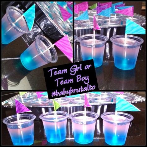 Pink and Blue Jello Shots Gender Reveal Party Fun Aunt Duties, Reveal Party Food Ideas, Pregger Kegger, Gender Reveal Party Food Ideas, Baby Shower Reveal Ideas, Gender Ideas, Gender Reveal Food, Gender Reveal Party Food, Gender Reveal Box