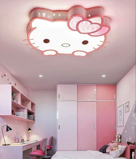 Sanrio stuff/ kawaii aesthetic Kids Ceiling, Girls Bedroom Lighting, Ceiling Lights Led, Kids Ceiling Lights, Childrens Bedrooms Design, Hello Kitty Bedroom, Cheap Ceiling Lights, Childrens Lamps, Girls Room Design