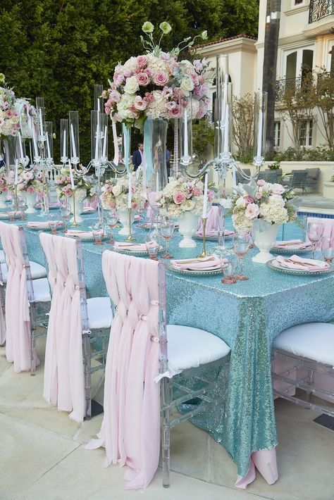 Under The Sea Quinceanera Theme, Mermaid Theme Wedding, Adult Mermaid Party, Sea Wedding Theme, Little Mermaid Wedding, Ariel Wedding, Sea Inspiration, Quince Themes, Under The Sea Decorations