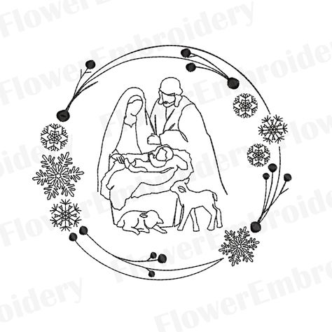 Nativity scene silent night oh holy night embroidery The size of the embroidery is WxH: 6.7 x 6.1 in ( 169 x 153 mm.) Embroidery consists of 1 colors. Stitch Count - 10020 st. The size of the embroidery is WxH: 5.6 x 5.1 in ( 141 x 128 mm.) Embroidery consists of 1 colors. Stitch Count - 8792 st. The size of the embroidery is WxH: 4.6 x 4.2 in ( 116 x 106 mm.) Embroidery consists of 1 colors. Stitch Count - 7651 st. The size of the embroidery is WxH: 3.8 x 3.4 in (96 x 87 mm.)(Hoop: 4 x 4 in) Em Nativity Machine Embroidery Designs, Nativity Scene Embroidery, Embroidery Nativity Scene, Embroidery Nativity, Nativity Embroidery, Night Embroidery, Religious Embroidery, Cushion Embroidery, Oh Holy Night