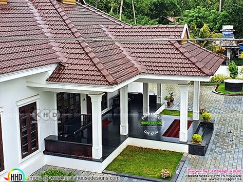 Front Sitout Designs, Sitout Designs Modern Kerala, Sitout Designs Modern, Modern Kerala House, Sitout Designs, Kerala Style House, Front Porch House, Small House Design Kerala, Kerala Traditional House