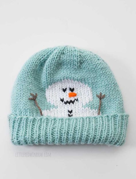 This adorable silly snowman hat knitting pattern is the perfect fun winter knitting project! Knitted Snowman Pattern Free, Snowman Hat Pattern, Knit Snowman, Knitted Snowman, Kids Hats Patterns, Sheep Cards, Winter Knitting, Double Pointed Knitting Needles, Snowman Pattern