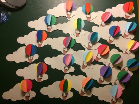 Hot air balloon door decs Balloon Door, Diy Door Knobs, Door Decorations College, Ra Door Decs, Christmas Classroom Door, Door Decs, Front Door Makeover, Door Tags, Resident Assistant