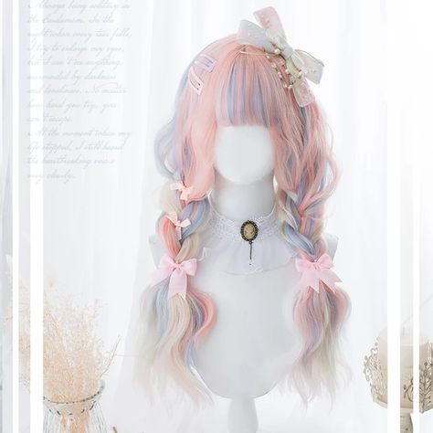 #kawaii #harajuku #harajukustyle #lolita #pastel #kawaiigrunge #kawaiilifestyle #grungestyles #aestheticpics #kawaii #harajuku #harajukustyle #harajukufashion Kawaii Wigs, Dyed Hair Inspiration, Cosplay Hair, Kawaii Hairstyles, Kawaii Harajuku, Fantasy Hair, Halloween Cute, Anime Hair, Hair Reference