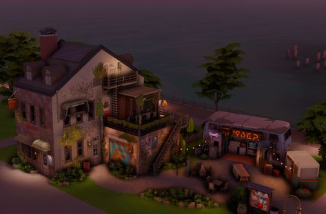 The Sims 4 Lots, San Myshuno, Cool People, Tumblr Sims 4, Sims 4 Expansions, Sims Building, Sims House Design, Sims 4 Cc Furniture, Cozy Cafe