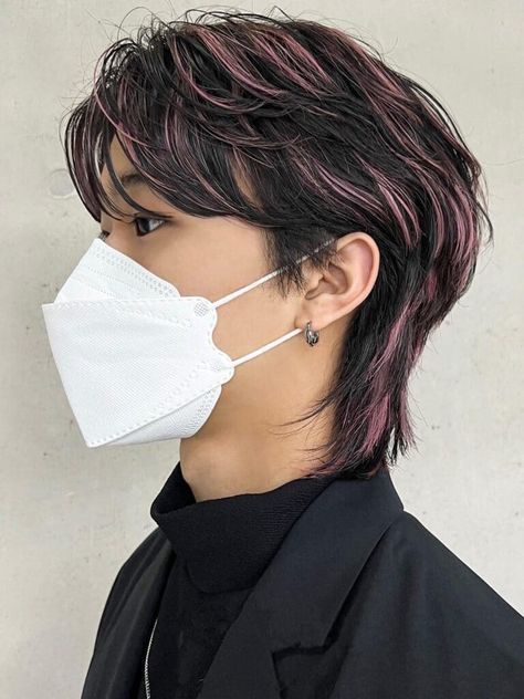 Kpop Hairstyles Men Short, Colored Short Hair Men, Men Hair Colour Highlight, Men's Hair Color Ideas, Short Hair Color Highlights Ideas, Man Hairstyle Color, K Pop Male Hairstyle, Mens Highlights Black Hair, Short Asian Hair Highlights