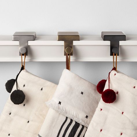 Hearth Hand Stocking Holders, Chip and Joanna Gaines for Target Black Hearth, Stocking Holders For Mantle, Simple Stocking, Fireplace Stockings, Christmas Stocking Hangers, Target Holiday, Hearth & Hand With Magnolia, Holiday Mantel, Stocking Holder