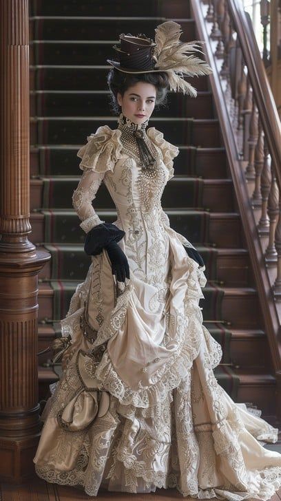 Victorian High Fashion, Brown Wallpaper Bedroom, Victorian Outfits Aesthetic, Victorian Hats Woman, Victorian Age Dress, Victorian Outfits Women, Victorian Style Outfits, Victorian Era Outfits, Victorian Clothing Women