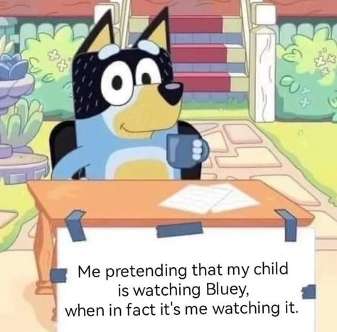 This is my life 😂💙 Meme: @blueysocial #bluey #parenting | Instagram Bluey Funny Pictures, Funny Bluey Memes, Bluey And Mackenzie, Bluey Funny, Bluey Stuff, Bingo Funny, Bored Jar, This Is My Life, Cat Hug