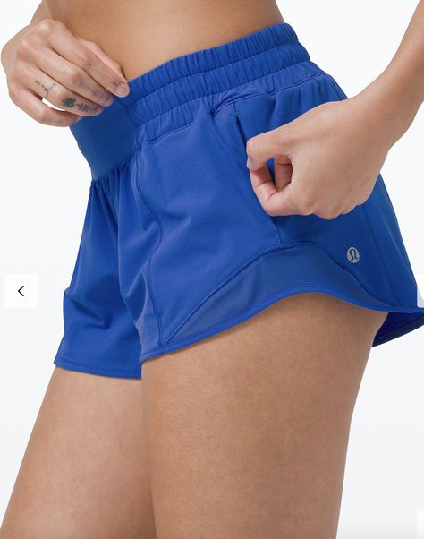 Lululemon Hotty Shorts Blue, Lululemon Blue Shorts, Lulu Lemon Hotty Hot Shorts, Lululemon Wishlist, Blue Lululemon Shorts, Lulu Fits, Cute Running Outfit, Lulu Lemon Shorts, Lulu Outfits