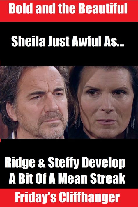 Bold and the Beautiful spoilers have Sheila Carter, Ridge Forrester, and Steffy Forrester leading the pack in Friday’s cliffhanging episode for the CBS soap. Steffy Forrester, Ridge Forrester, Bold And The Beautiful, The Pack