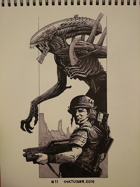 Weyland Yutani, Giger Alien, Surreal Tattoo, Alien Artwork, Inktober 2016, Alien Tattoo, Arte Alien, Alien Vs Predator, Alien Art