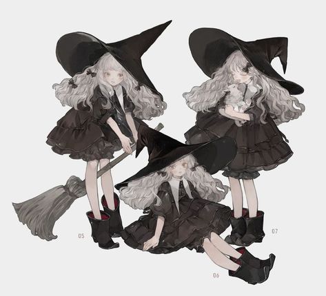 Witch Drawing, Witch Characters, Anime Witch, Witch Design, 강아지 그림, 캐릭터 드로잉, Arte Inspo, Witch Art, Character Sheet