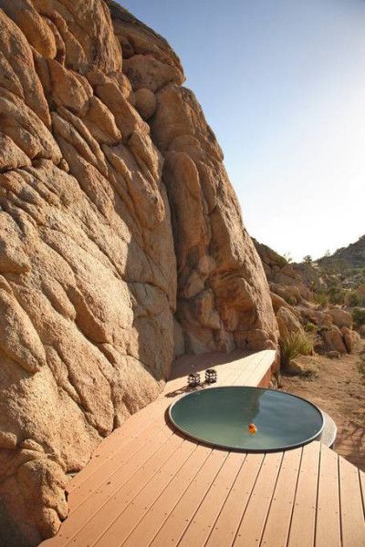 Dreamy desert cabins, pueblo-style casas, and geodesic domes within reach of Joshua Tree National Park Cowboy Pool, Joshua Tree Airbnb, Diy Stock Tank, Stock Tank Pool Diy, Outdoor Tub, Yucca Plant, Modern Desert, Tank Pool, Stock Tank Pool