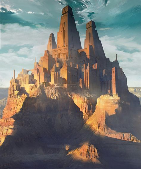 Пустынный храм Castle In The Desert, Fantasy Desert Castle, Dwarven City Concept Art, Fantasy Desert City, Desert Castle, Castle City, Desert City, City Project, Abandoned City