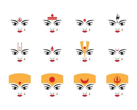 illustration of Goddess Durga Face icon, happy durga puja, subh navratri Durga Maa Eyes Tattoo, Durga Puja Nail Art, Durga Maa Paintings Face, Navratri Sketch, Navratri Tattoo, Akshay Khanna, Subh Navratri, Durga Face, Hinduism History