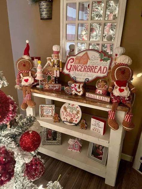 Gingerbread Christmas Display, Gingerbread Hutch Decor, Gingerbread Christmas Decor Ideas, Nutcracker Display Ideas, Christmas House Decorations Indoor, Holiday Bars, Christmas Kitchens, Best Christmas Destinations, Gingerbread Kitchen