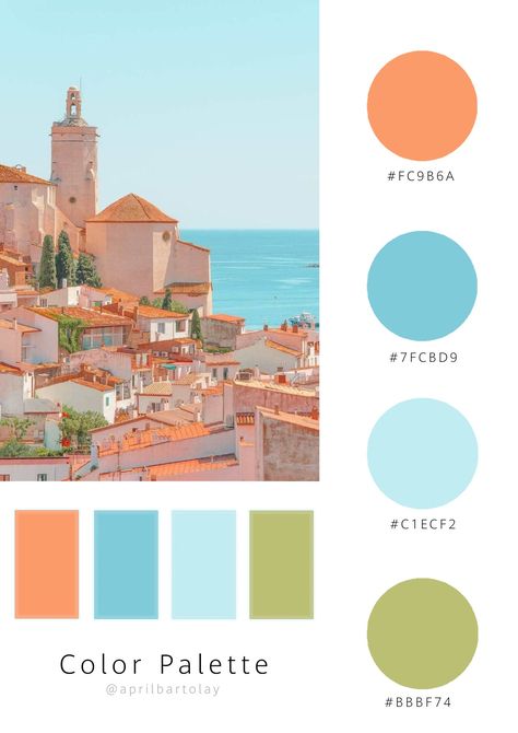 Orange Mediterranean Aesthetic, Greek Island Color Palette, Amalfi Colour Palette, Portuguese Color Palette, Mediterranean Colour Scheme, Lake Como Color Palette, Mediterranean Blue Paint Colors, Sicilian Color Palette, Mama Mia Color Palette