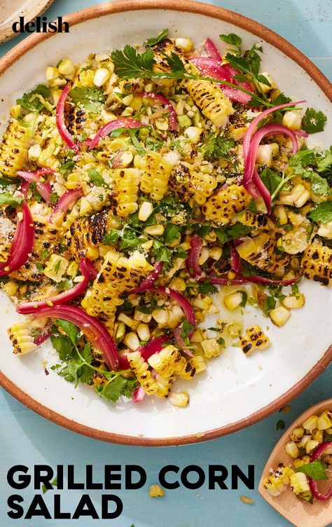 Grilled Corn Salad, Summer Food Party, Corn Salad Recipes, Onion Salad, Summer Corn Salad, Summer Corn, Lake Food Ideas Summer, Food Ideas Summer, Lake Food Ideas