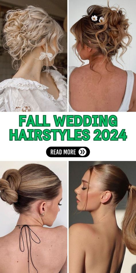 For bridesmaids and guests with curly hair, fall wedding hairstyles 2024 offer a range of options from updos to half-up styles. Long hair bridesmaids can consider braids or down styles with soft waves, while short hair can be styled with simple curls or a straight look with curtain bangs. If you're attending a rustic wedding, adding a veil to your long hair can create a timeless, romantic vibe that's perfect for the occasion. Bridesmaid Hair 2024, Simple Curls, Hair Bridesmaids, Hairstyles For Fall, Bangs Updo, Bride Hairstyles For Long Hair, Blonde Updo, Half Up Wedding Hair, Fall Wedding Hairstyles