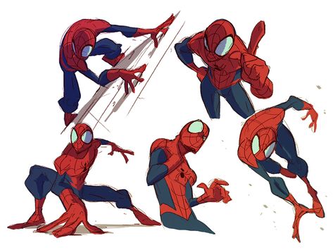 Spidey foreshortening Spiderman Poses, Image Spiderman, Spiderman Drawing, Spiderman Artwork, Poses References, Dynamic Poses, Male Poses, Spiderman Art, Action Poses