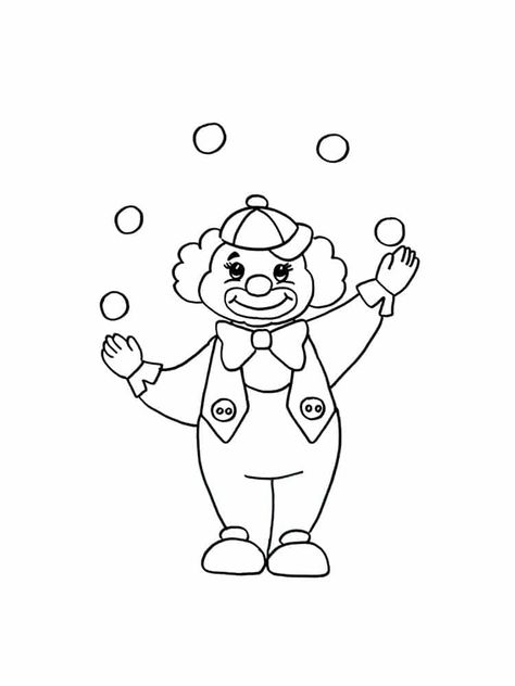 https://kidipaint.com/coloring-pages/clown/clown-6/ Check more at https://kidipaint.com/coloring-pages/clown/clown-6/?utm_source=pinterest Clown Outline, Clown Coloring Pages, Clown Juggling, Smile Kids, Birthday Clown, Circus Crafts, Festival Ideas, Clown Faces, Sketches Easy