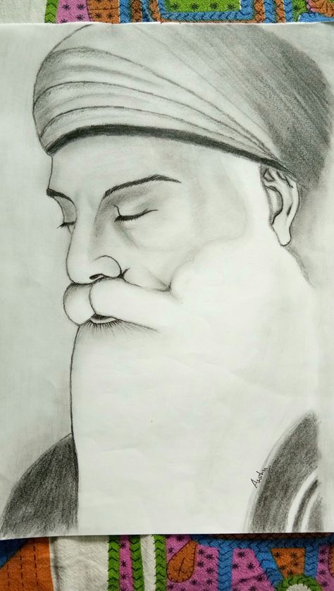 Guru Nanak Dev Ji Drawing Easy, Waheguru Drawing, Guru Nanak Dev Ji Sketch, Guru Nanak Ji, Feminine Skull Tattoos, Guru Nanak Dev Ji, Study Drawing, Sketch Images, Disney Drawings Sketches