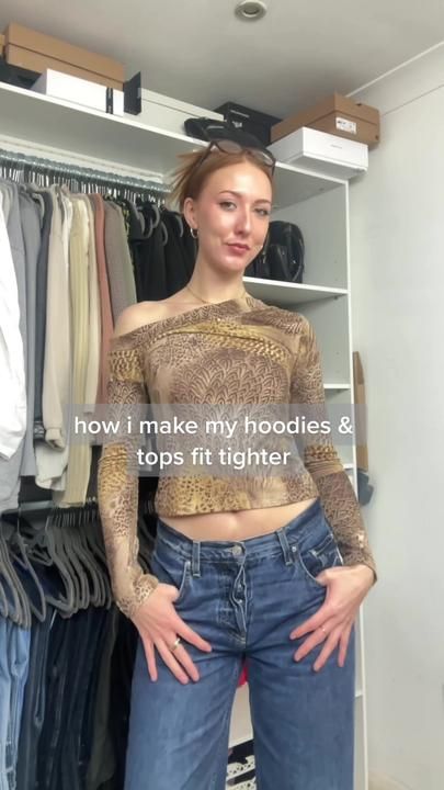 fashion hack : how i make my hoodies & shirts fit tighter 🫶🏼 #fashio... | how to make shirts tighter | TikTok How To Make Your Shirt Fit Tighter, How To Make A Shirt Tighter Fit, How To Make A Shirt Fit Tighter, How To Make Loose Shirts Tighter, How To Make A Shirt Tighter No Sew, How To Make Your Shirt Tighter, How To Make Shirt Tighter, How To Make A Shirt Tighter, Loose Tank Tops