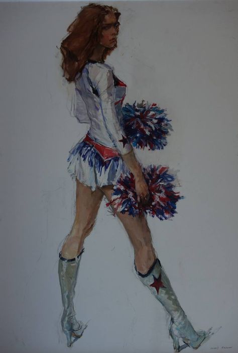 Cheerleader Art, Pinup Poses, Sports Painting, Artist Studios, Female Dancers, Russian Art, Art On Canvas, Painting Oil, Figurative Art