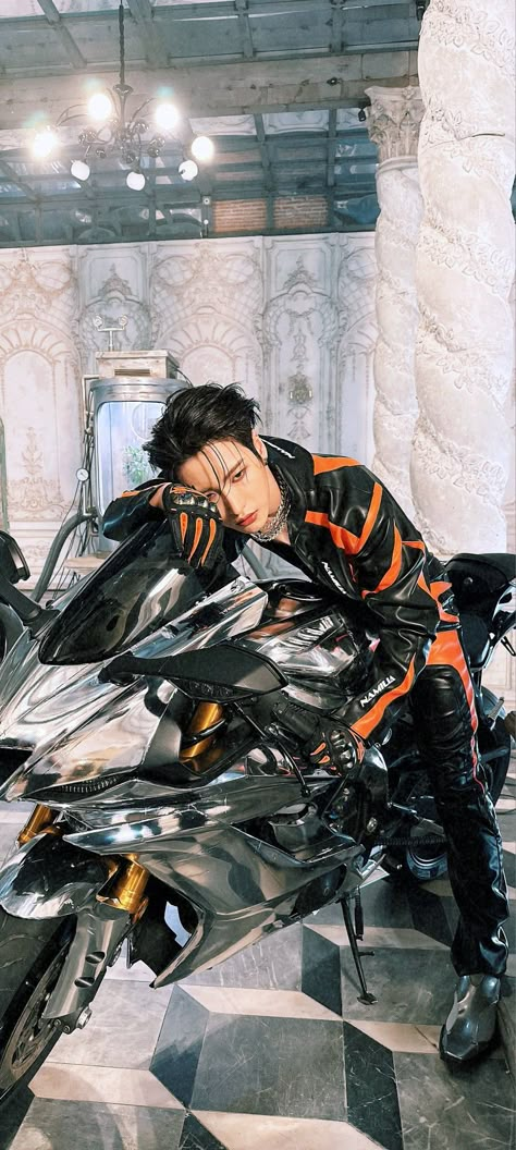 Seonghwa Motorcycle, Ateez Cyberpunk Wallpaper, Subtle Kpop Wallpaper Ateez, Cute Ateez Wallpaper, Ateez Crazy Form Wallpaper, Seonghwa Background, Ateez Dark Wallpaper, Seonghwa Cyberpunk, Seongjoong Wallpapers