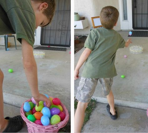 Easter Game Egg Toss! Egg Toss Game, Fun Easter Games, Easter Games For Kids, Easter Outdoor, Easter Preschool, Sensory Crafts, Easter Games, Plastic Easter Eggs, Peter Cottontail