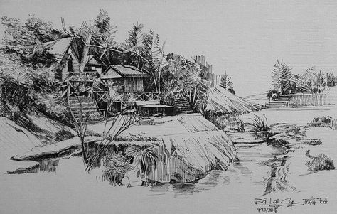 Landscape Pencil Drawings, Forest Drawing, Cabin Art, Seni Dan Kraf, Landscape Sketch, Sketches Tutorial, 수채화 그림, Pen Sketch, Inspirational Artwork