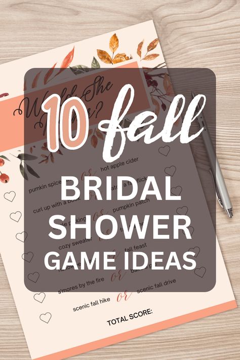 Fall in Love with These 10 Fall Bridal Shower Themes - The Savvy Swaréy Fall Bridal Shower Themes, Bridal Shower Game Ideas, Fall Bridal Shower Decorations, Fall Apple Cider, Bridal Shower Games Prizes, Bridal Shower Themes, Bridal Shower Prizes, Fall In Love Bridal Shower, Book Shower