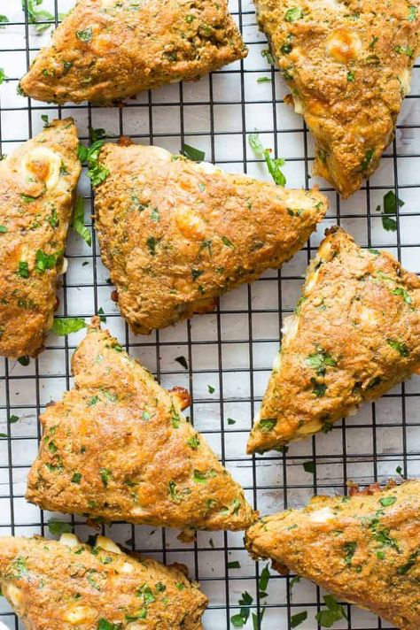 This feta and spinach scone recipe is the perfect savory addition to any meal. Flavorful and loaded with veggies, these whole wheat scones are perfect for breakfast, with a salad for lunch, or great with a hearty soup for dinner. Natural Nurturer, Scones Easy, Silicone Baking Sheet, Herb Seasoning, Grass Fed Butter, Spinach And Cheese, Pastry Blender, Spinach And Feta, Lunch Salads