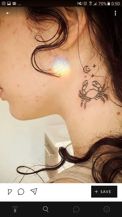 Moon Phases Tattoo Designs, Crab Tattoo, Moon Phases Tattoo, Horoscope Tattoos, Ribbon Tattoos, Tasteful Tattoos, Cool Piercings, Zodiac Tattoos, Constellation Tattoos