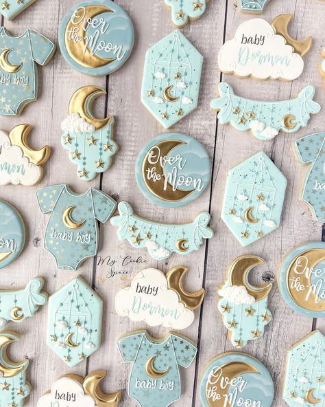 I’ve used here only two shades of light blue and some white and gold for details… And look at the results! 🩵✨🌙🩵 . . . . . . #mycookiespace #lacookies #labaker #lasweets #ladesserts #latreats #lapartyfavor #losangelescookies #losangelescustomcookies #customcookieslosangeles #losangelespartyfavors #partyfavorslosangeles #decoratedcookieslosangeles #sugarcookieslosangeles #fyp #foryoupage #fypシ #fypage #foryourpage❤️ #fypage✨ #lacookier #lacookielady #losangelescookier #overthemoon #overthemoonb... Over The Moon Baby Shower Cookies, Over The Moon Cookies, Star Cookies Decorated, Decorated Biscuits, Moon Cookies, Monogram Cookies, Sugar Cookie Royal Icing, Moon Baby Shower, Shower Cookies