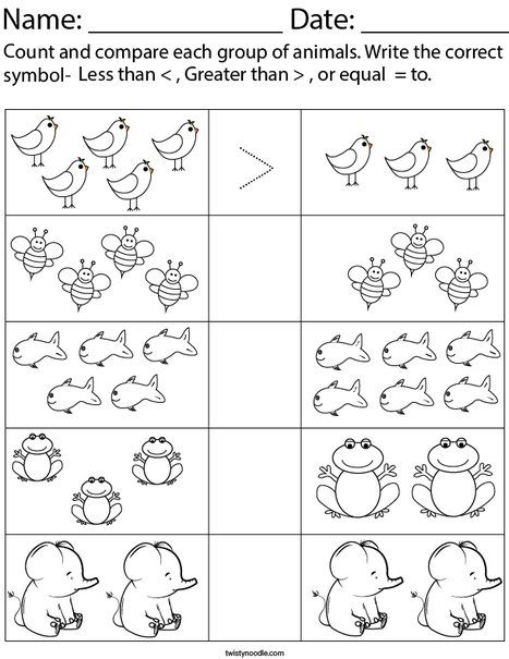 Class Nursery Worksheets Maths, Worksheet For Nursery Class Maths, Comparing Numbers Worksheet Grade 1, Biggest And Smallest Number Worksheet, Comparing Quantities Worksheet, Math Worksheets Preschool, Preschool Addition, Comparison Worksheet, Animal Math