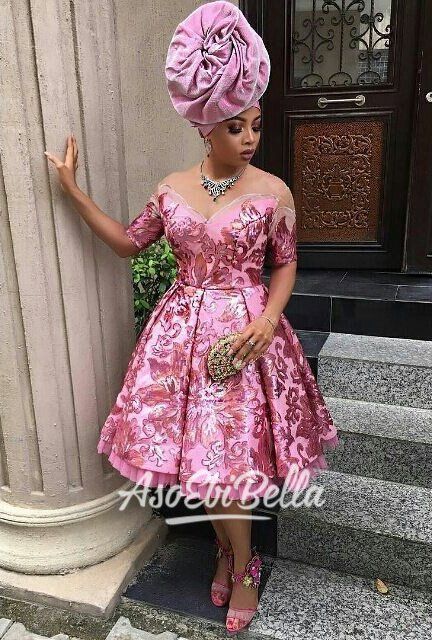 Cosette Dress Styles, Lace Short Gown Styles, Toke Makinwa, Combination Fashion, Ghanaian Fashion, Short African Dresses, African Wedding Dress, Aso Ebi Styles, Short Gowns