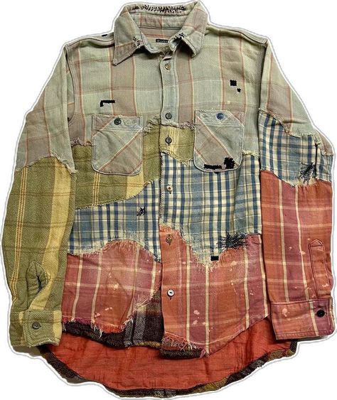 Patchwork Upcycled Clothing, Patchwork Shirt Diy, Flannel Shirt Refashion, Reworked Clothes, Upcycled Shirt, Ropa Upcycling, Patchwork Fashion, Patchwork Clothes, Upcycle Clothes Diy