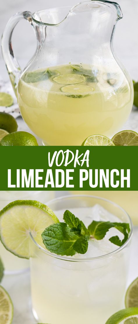 Vodka Limeade Punch is perfect for any party! It's an easy punch recipe made with limeade concentrate and vodka. This is the BEST limeade recipe! via @crazyforcrust Limeade Punch, Easy Punch Recipe, Cranberry Vodka Punch, Vodka Punch, Limeade Recipe, Alcoholic Punch Recipes, Easy Alcoholic Drinks, Easy Punch Recipes, Easy Punch