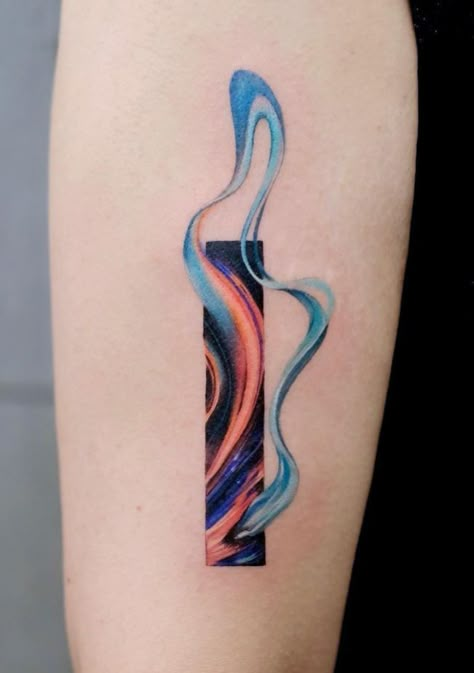 Aurora Tattoo, Watercolor Tattoo Ideas, Tato Tradisional, Tato Minimal, Pop Art Tattoos, Colorful Tattoo, Colorful Tattoos, Abstract Tattoo Designs, Framed Tattoo